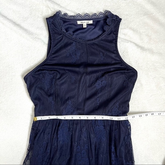 Bleuh Ciel Blue Floral Lace Sheer Cutout Mini Dress Size Small - Picture 11 of 14